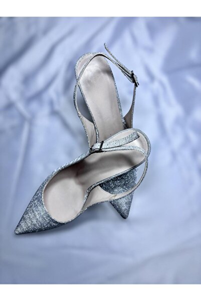 Tiger Kadın Gümüş Simli Tokalı Işıltılı Düğün Nişan Abiye Ayakkabı