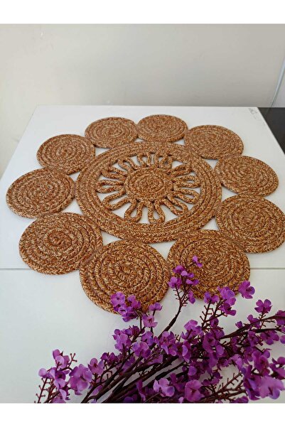 MY SUNNY DESİGN jüt hasır runner papatya runner dekor sunum masa örtüsü