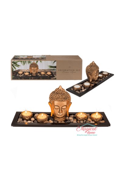 OEM Set suport lumanari si Buddha 41x17x12 cm