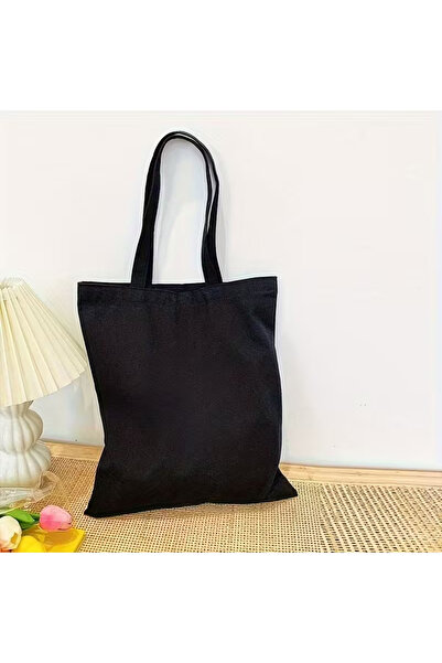 designedfy Siyah Gabardin Bez Çanta Baskısız %100 Pamuk