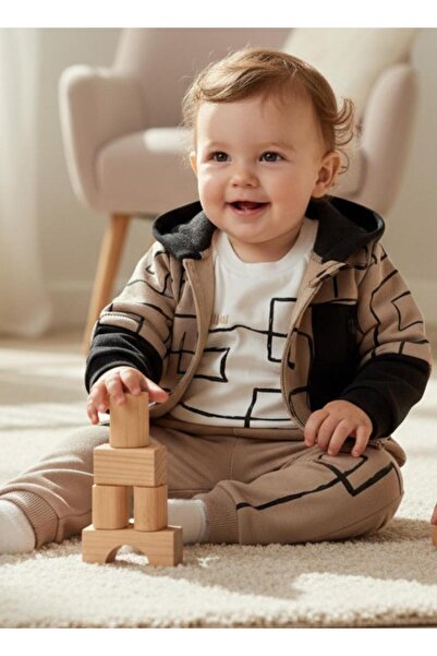 ALTINTAŞ BABY طقم ثلاثي أصلي من Follow The Line مع قلنسوة، ثلاثة خيوط للموسم ...