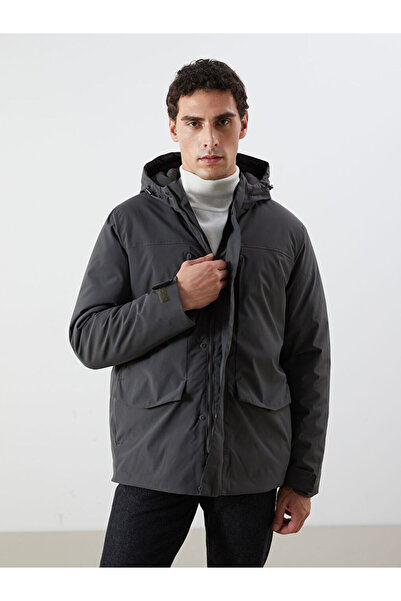 LC Waikiki Palton pentru bărbați cu glugă, model standard kaki