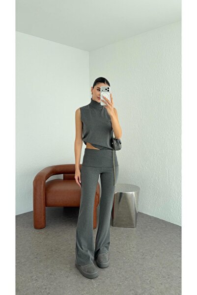 HAZELANNA Layered Anthracite Pants
