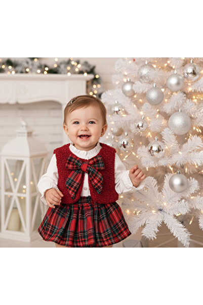 Momercy Trilli Baby Girl Skirt Shirt Vest 3-Piece Set, New Year's Dress