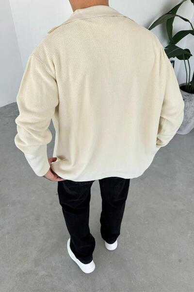 HAFKAGİYİM Krem Düğmeli Relaxed Triko Hırka