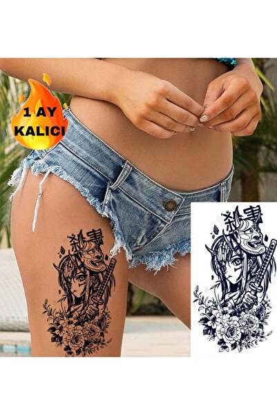 Mecit Tuhafiye 1 AY KALICI SAMURAY KIZ ŞEYTAN ÇİÇEK GEÇİCİ DÖVME