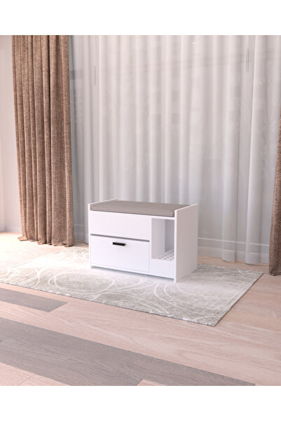 LemvoraHome Kedi Tuvalet Dolabı Puf | Gizli Girişli | %100 MDF