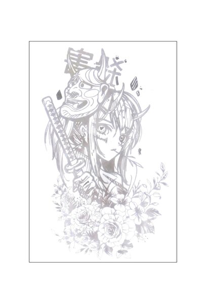 Mecit Tuhafiye 1 AY KALICI SAMURAY KIZ ŞEYTAN ÇİÇEK GEÇİCİ DÖVME