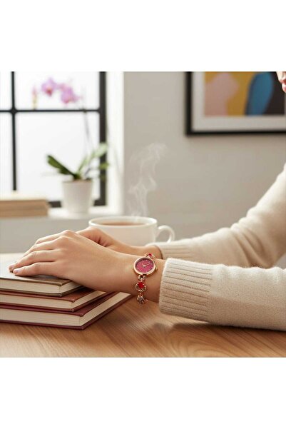 Neorney Yonca Desenli Şık Taş Kordonlu Kadın Kol Saati