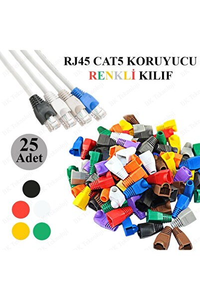 Derwell 25 Adet Rj45 Cat6 Cat6e Cat5e Ethernet Ağ Kablosu Rengarenk Koruma Co...
