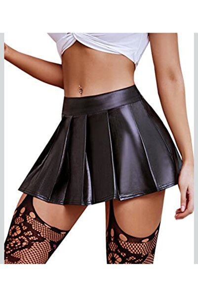 MAROVOAY Штучна шкіра плісирована супер міні спідниця