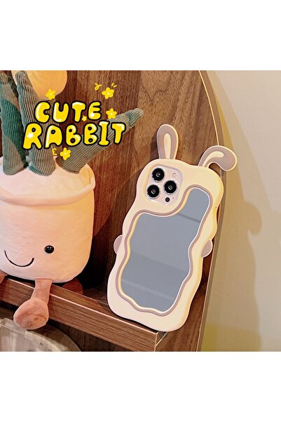 OSG iPhone 11 Uyumlu Sevimli Tavşan Kulaklı Makyaj Aynalı Darbe Koruyucu Tele...
