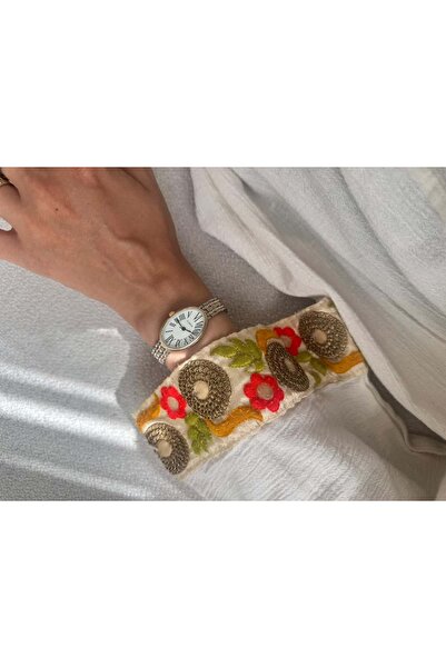 MERW ساعة يد نسائية معدنية من سلسلة Vintage Series باللون الذهبي والفضي والأبيض