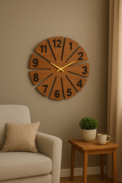 EYKA STORE Modern Walnut Color Wooden Wall Clock 40 cm