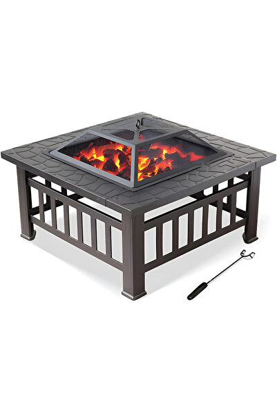 Cady One شواية معدنية مربعة، شواية فحم محمولة مع وعاء فحم، وشواية شواء وغطاء قابل للإزالة