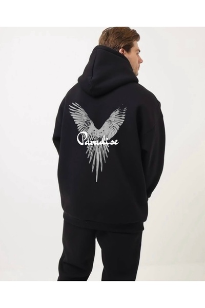 FUFLUNS طقم بدلة رياضية للرجال بطباعة أمامية وخلفية من PARADISE مع قلنسوة وتص...