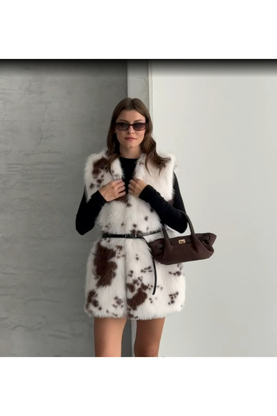 MADAME MELEK Women's Furry Belted Vest