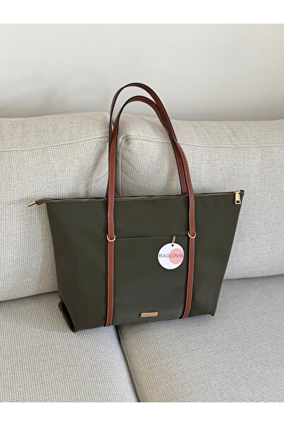 BAGLOVİS Askilari Large Khaki Women's Shoulder Bag with Ring Detail En42 Boy32