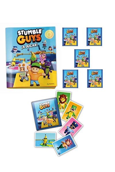 Next Plus ألبوم البداية لمجموعة ملصقات Stumble Guys المرخصة + 5 حزم (30 ملصقًا)