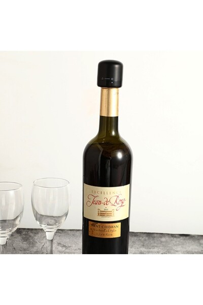 Flippy Καπάκι σφράγισης μπουκαλιού κρασιού, Flippy, περιστρεφόμενο, On-Off, σιλικόνης, 3,8 x 3,8 x 3,8 cm, μαύρο