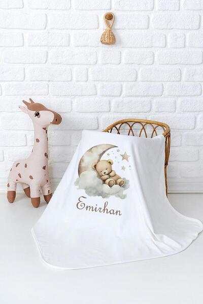 Pia Baby Çift Katlı Penye %100 Pamuk İsim Yazılı Bebek Battaniyesi 80x80 cm