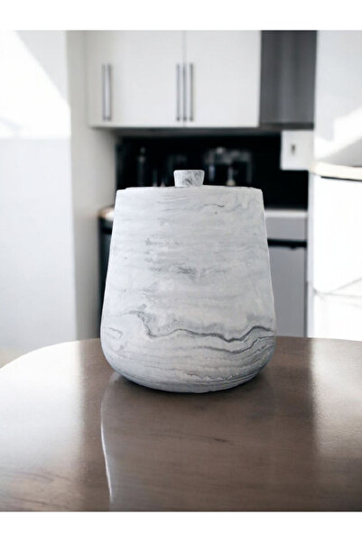 Trust Stone 2 Pieces Concrete Trash Can Bathroom Kitchen Toilet Wc 18 cm 4 Liter Bin with Lid