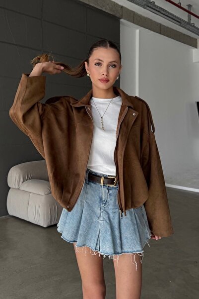 Moderk سترة ZR الجديدة للموسم من الجلد المدبوغ الفاخر بتصميم كبير الحجم