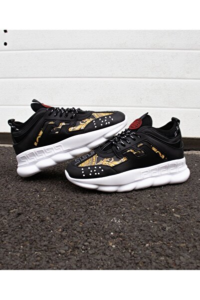 EXCLUSIVE STYLE Eco-leather sneakers - CHAIN ​​Black and Gold