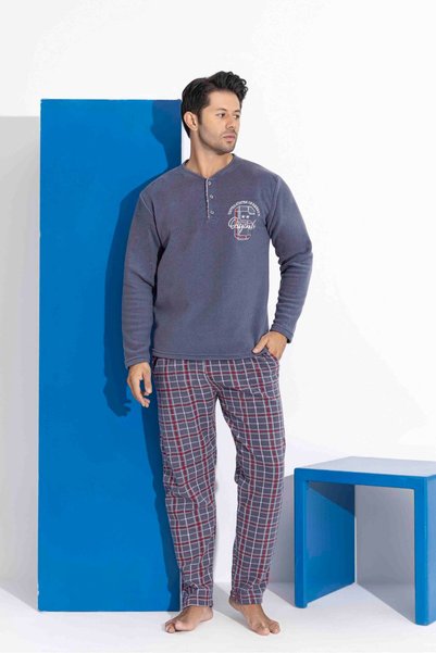 MİRELLA Set de pijamale pentru bărbați, cu mâneci lungi, din țesătură fleece,...