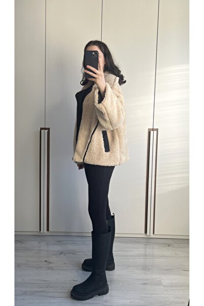 Aspendia Kadın Suni Kürklü Peluş Ceket