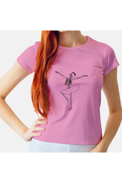 Ada Kostüm Tasarım تي شيرت نسائي مطبوع عليه هيكل عظمي راقصة الباليه