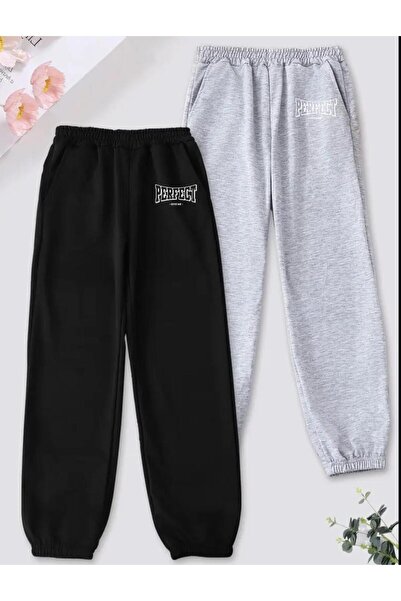 Le Vion 2-li Pantaloni de trening jogger cu imprimeu minimalist, cu picior el...