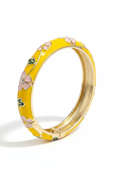 bonbela 🌸 2'li Çocuk Boy Taşlı Çiçek Desenli Mineli Kelepçe Bileklik Paslanmaz Çelik Küçük Boy🌸