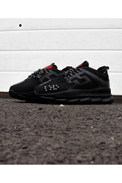 EXCLUSIVE STYLE Adidasi din piele ecologica si catifea - CHAIN ALL BLACK