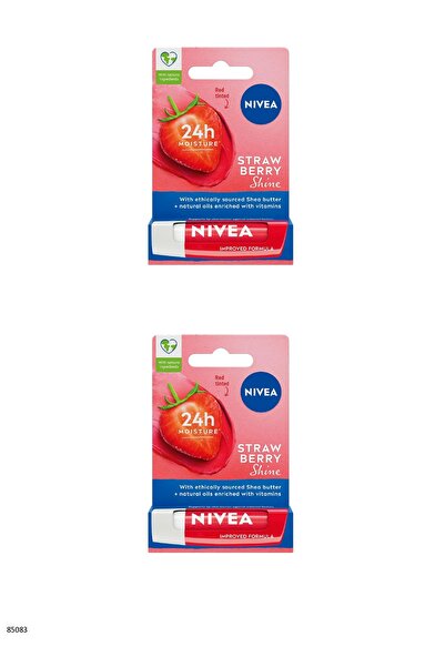 NIVEA 85083 Strawberry Lip Care Cream 2 Pcs