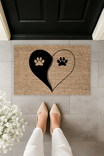 Dormot سجادة أمام الباب بطباعة رقمية حديثة على شكل قلب وقدم