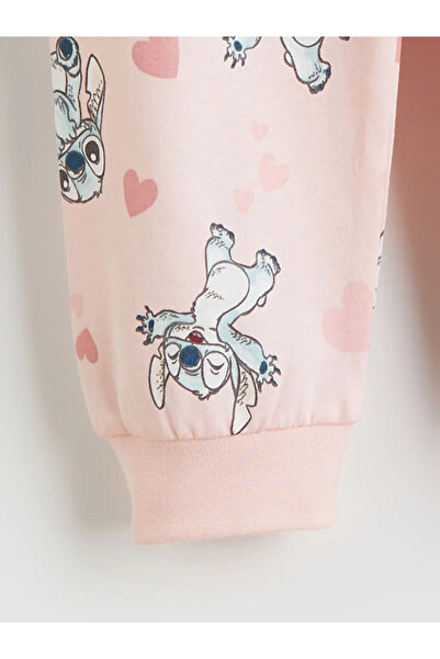 LC Waikiki Crew Neck Stitch Printed Girls' Pajama Set