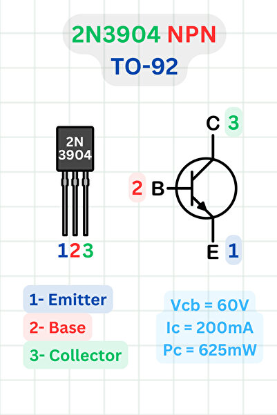Scordion Transistör Seti - 4 Çeşit 20 Adet - BJT NPM PNP TO-92 - BC547, BC557, 2N3904, 2N3906