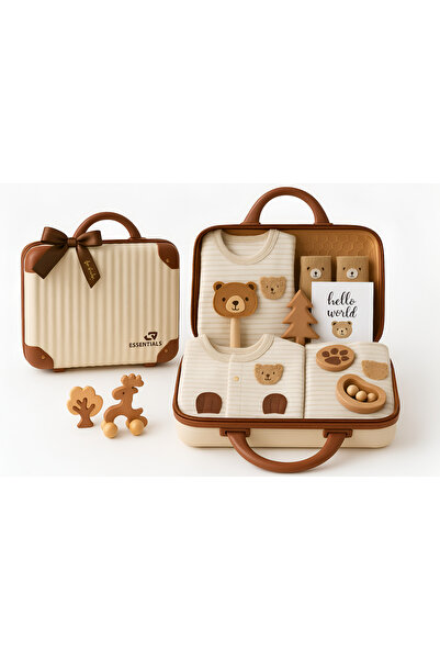 Essentials 360 ® مجموعة هدايا للأطفال حديثي الولادة تتضمن رومبرات وألعاب خشبي...