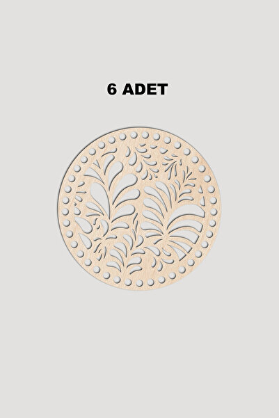Lucena Ahşap Yuvarlak Desenli Model 7 Sepet Tepsi Tabanı 18 cm 6 Adet Akça 3mm