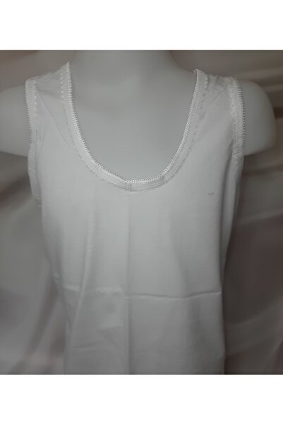 Butik White Girl's 100% Cotton Thick Strap Collar Embroidered Tank Top