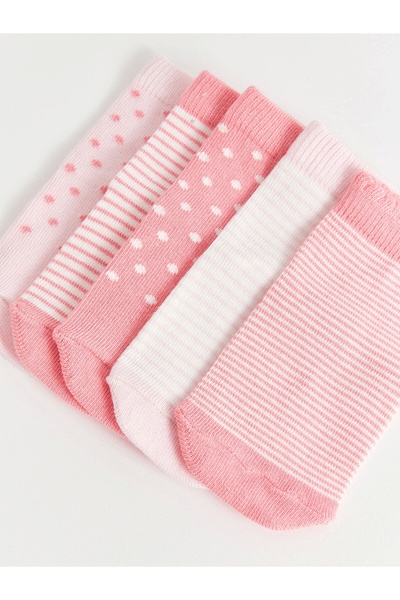 LC Waikiki LCW baby Pembe Desenli Kız Bebek Soket Çorap 5'li