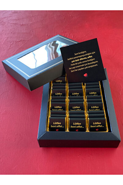Hepsi Enteresan Siyah Kutuda "Lütfen Beni Affet" Yazılı Özür Çikolataları, Öz...
