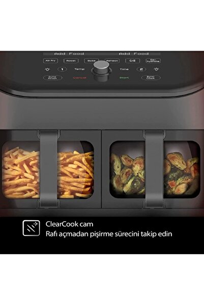 Instant Pot Instant Vortex Plus AirFryer, 7.6 L , Çift Sepet, ClearCook Cam Teknolojisi, 1700 W , Antrasit