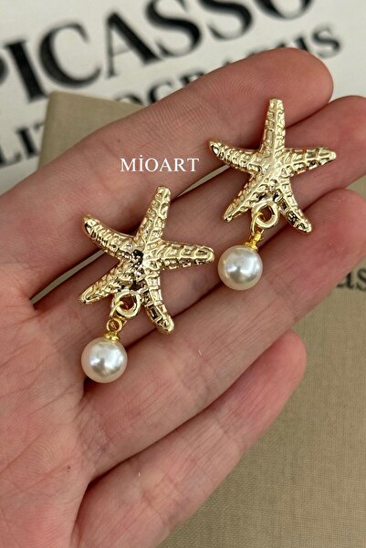 MioArt İnci Detaylı Sallantılı Kadın Yıldız Küpe