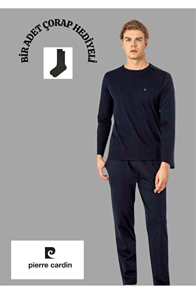 Pierre Cardin %100 Pamuklu Bisiklet Yaka Şerit Detaylı Cepli Pijama Takımı THCL1VR00PC