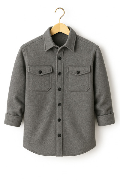 mavisima erkek giyimi Erkek Gri Kaşe Oduncu Tarzı Gömlek Ceket – Rahat Kalıp Yeni Sezon Kışlık Moda Trend