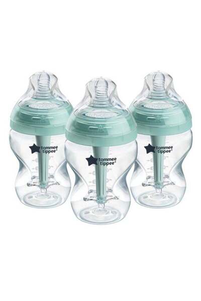 tommee tippee عبوة من 3 زجاجات رضاعة للأطفال سعة 260 مل، مناسبة للأطفال من عم...