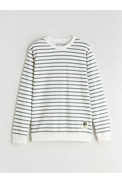 LC Waikiki LCW KidsPetrol Bisiklet Yaka Çizgili Erkek Çocuk Sweatshirt