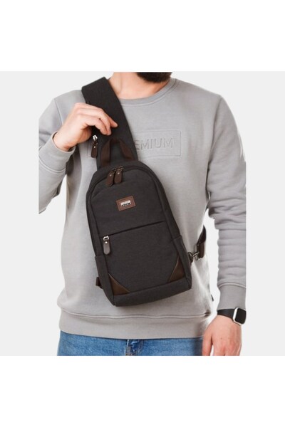 Lederax Kanvas Kumaş Göğüs Çantası Bodybag LD581